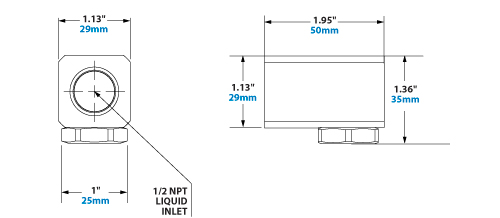 Dimensions - 1/2 NPT HollowStream Cone Liquid Atomizing Nozzle