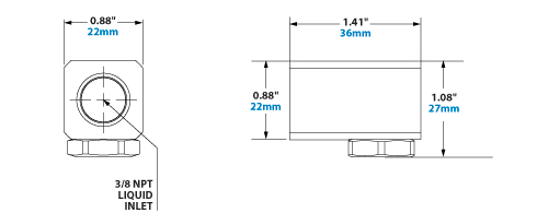 Dimensions - 3/8 NPT HollowStream Cone Liquid Atomizing Nozzle