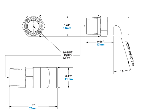 Dimensions - 1/8 NPT PowerStream Liquid Atomizing Nozzle Dimensions - 1/8 NPT PowerStream Liquid Atomizing Nozzle