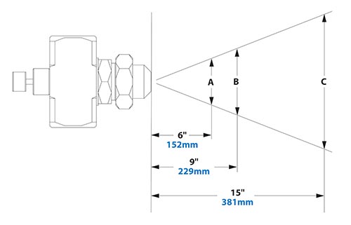 Dimensions - 1/4 FNPT Internal Mix Narrow Angle Round Pattern Atomizing Nozzle Dimensions - 1/4 FNPT Internal Mix Narrow Angle Round Pattern Atomizing Nozzle