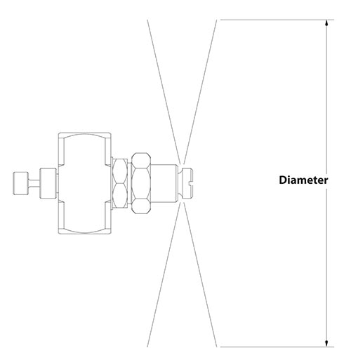 Spray Dimensions - 1/4 FNPT Internal Mix 360 Hollow Circular Pattern Atomizing Nozzle Spray Dimensions - 1/4 FNPT Internal Mix 360 Hollow Circular Pattern Atomizing Nozzle