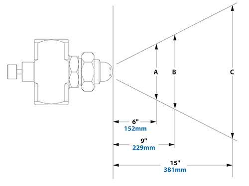Dimensions - 1/4 FNPT Internal Mix Wide Angle Round Pattern Atomizing Nozzle Dimensions - 1/4 FNPT Internal Mix Wide Angle Round Pattern Atomizing Nozzle